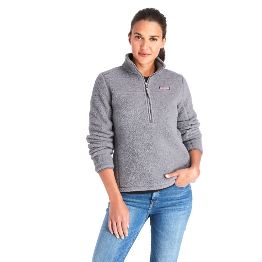 Vineyard Vines Grey Sherpa Pullover Fleece Shep Shirt Martha's Vineyard Medium